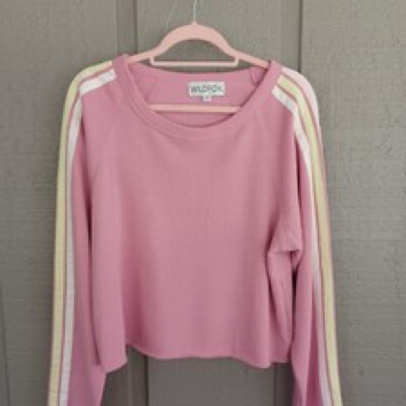 NWT Wildfox Homestead Stripes Sweatshirt Orchid Smoke Size Small Oversized - Picture 3 of 14